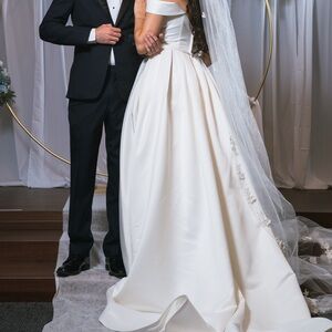 Ivory Satin David’s Bridal Wedding Dress (Altered)